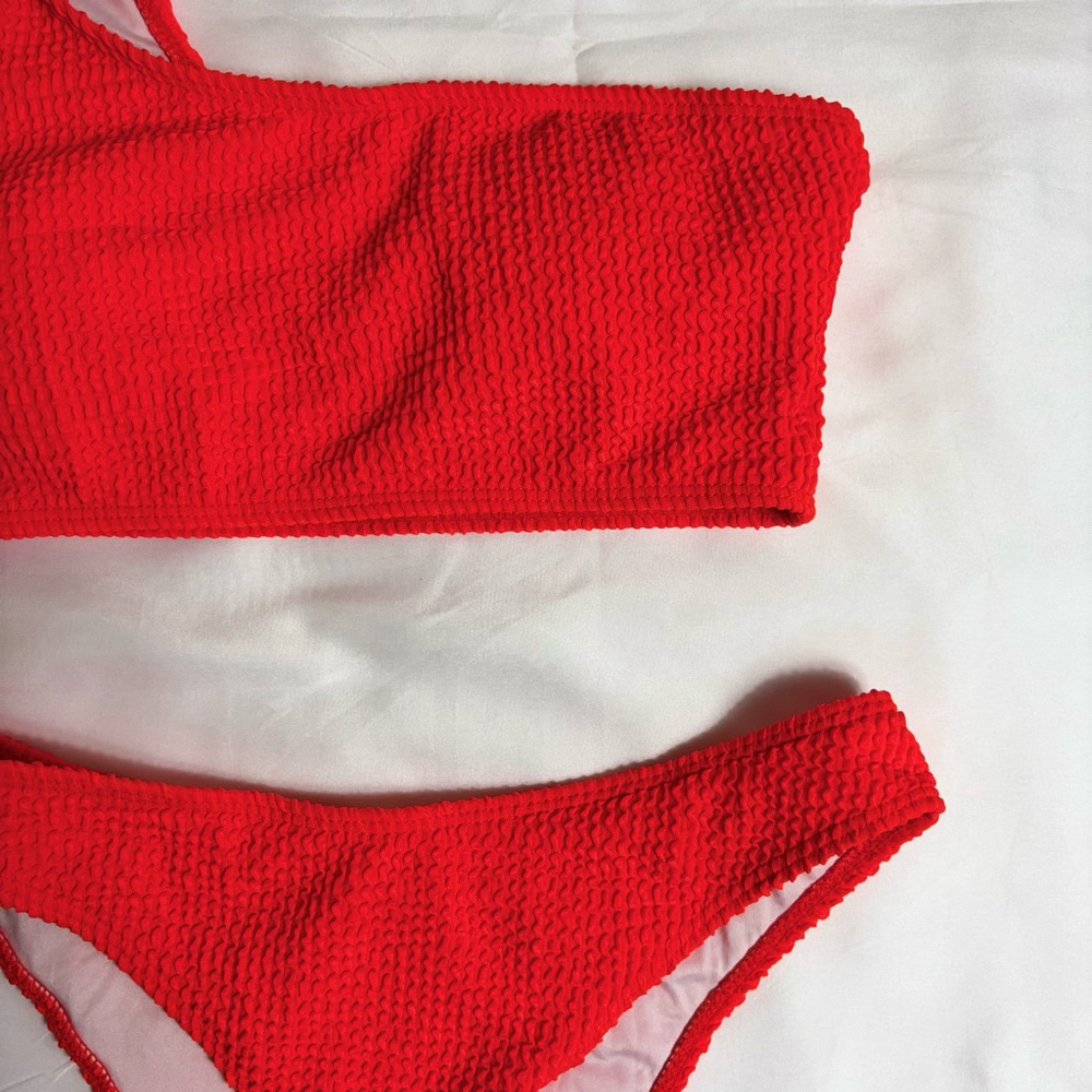 Women's Bikini Swimsuit Size M Orange off shoulder NWOT - Picture 6 of 6